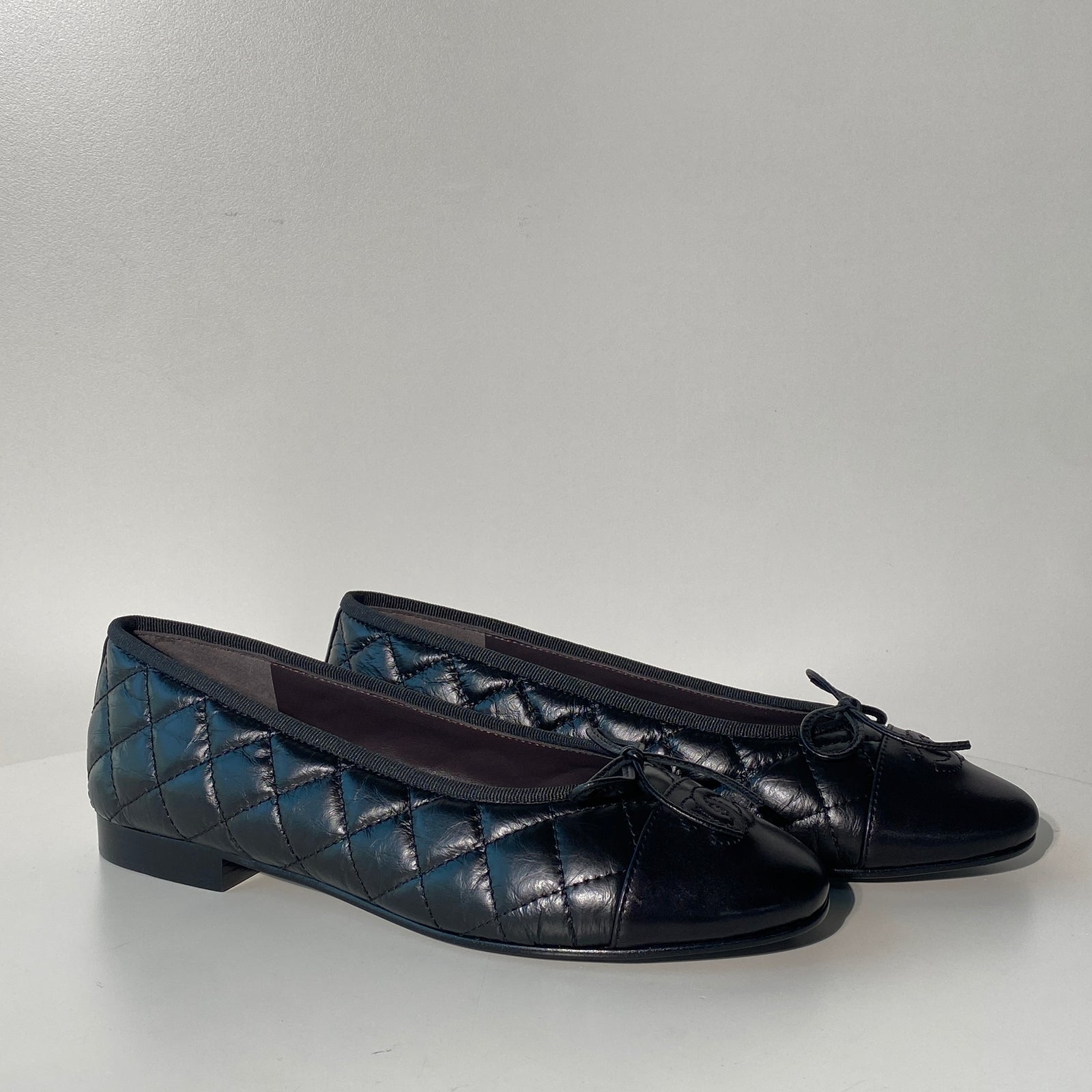 국내) 샤넬 퀄팅 발레리나 플랫 / 블랙 38