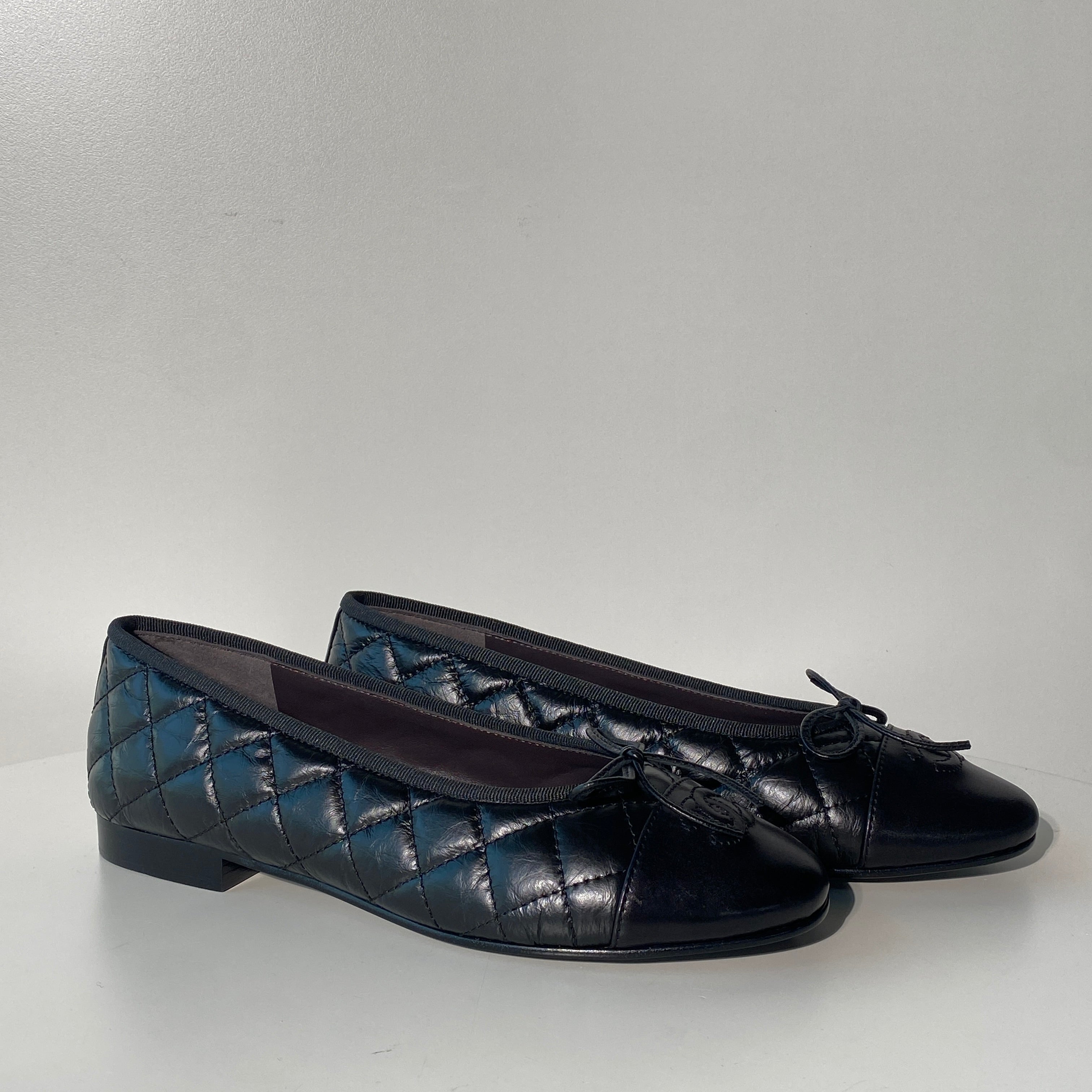 국내) 샤넬 퀄팅 발레리나 플랫 / 블랙 38