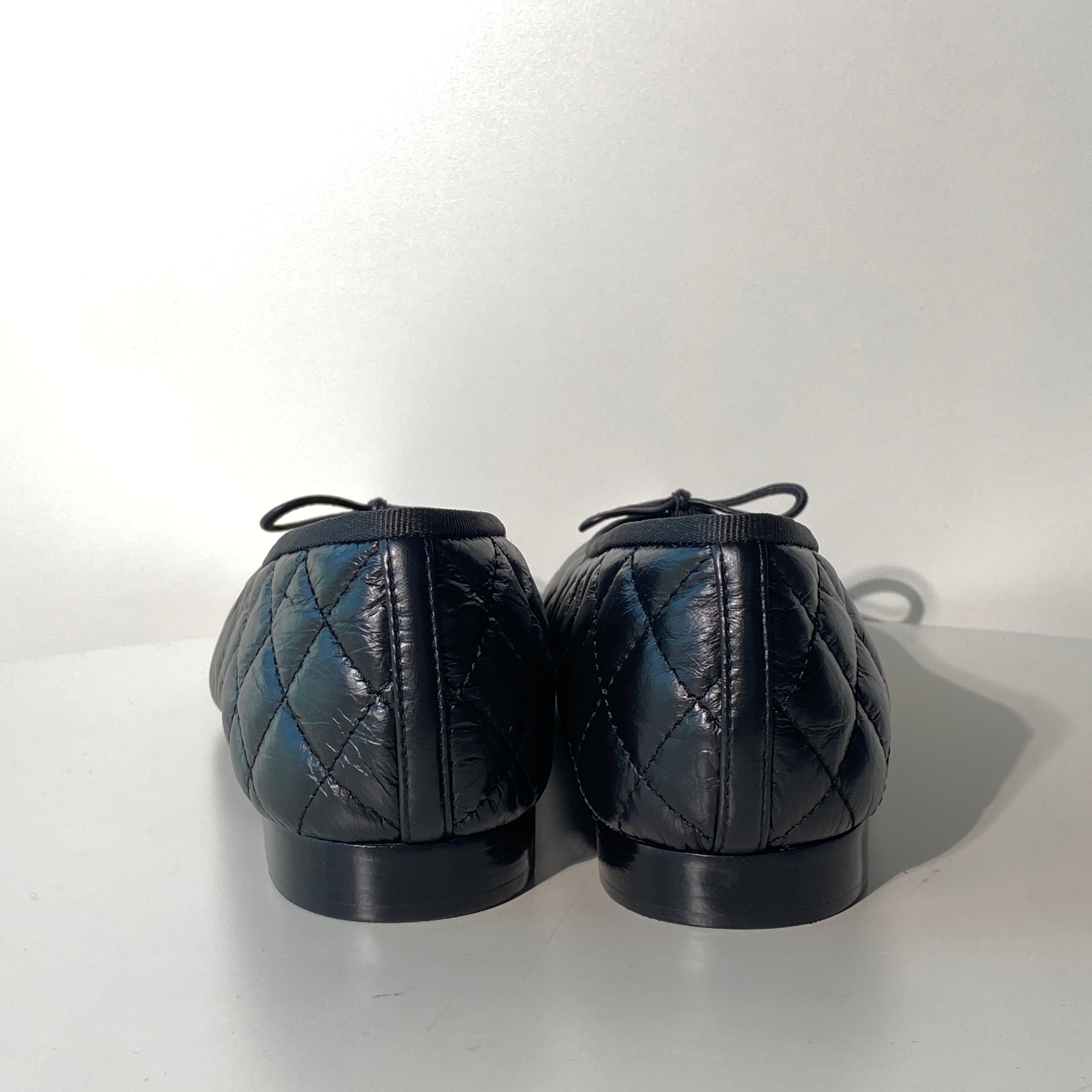 국내) 샤넬 퀄팅 발레리나 플랫 / 블랙 38