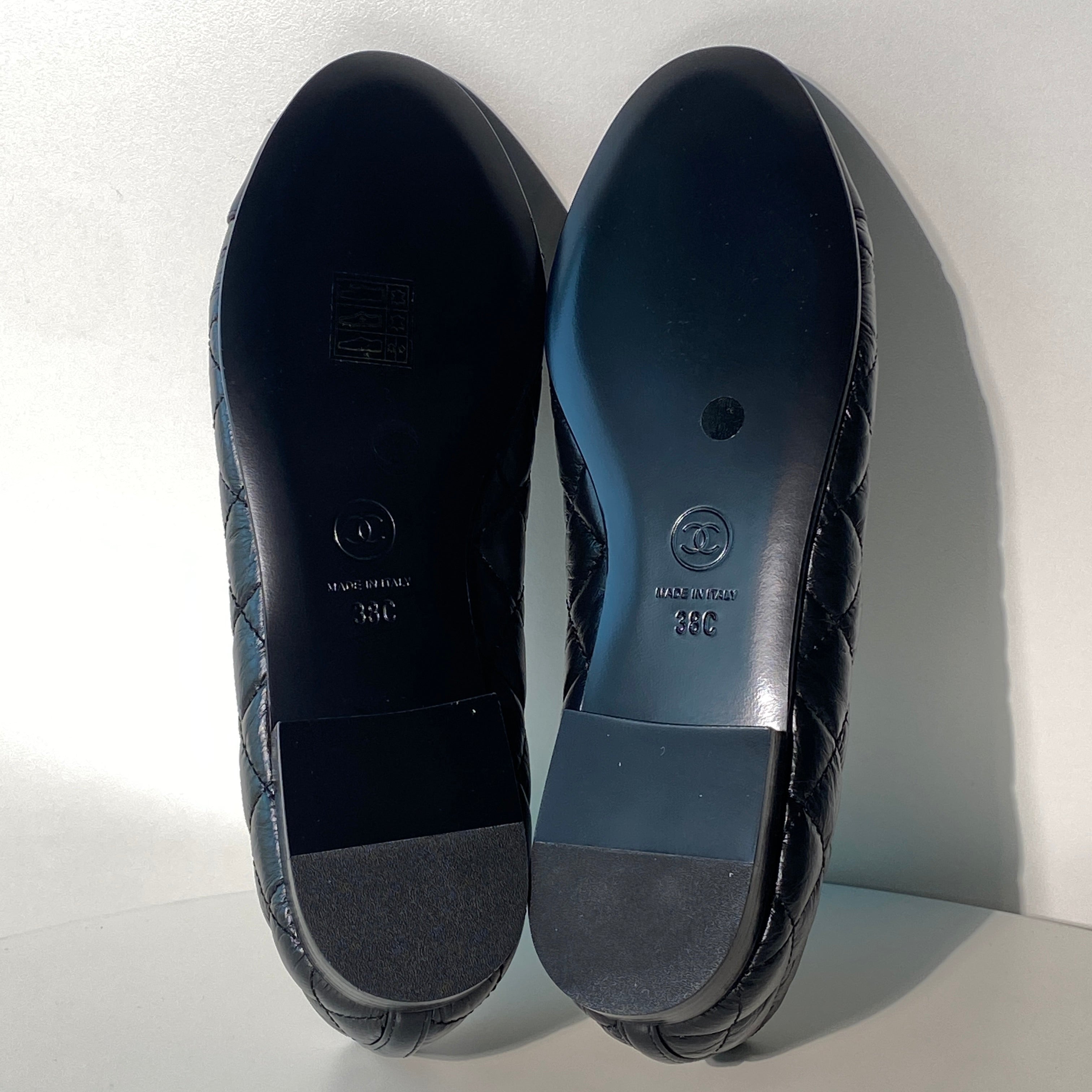 국내) 샤넬 퀄팅 발레리나 플랫 / 블랙 38