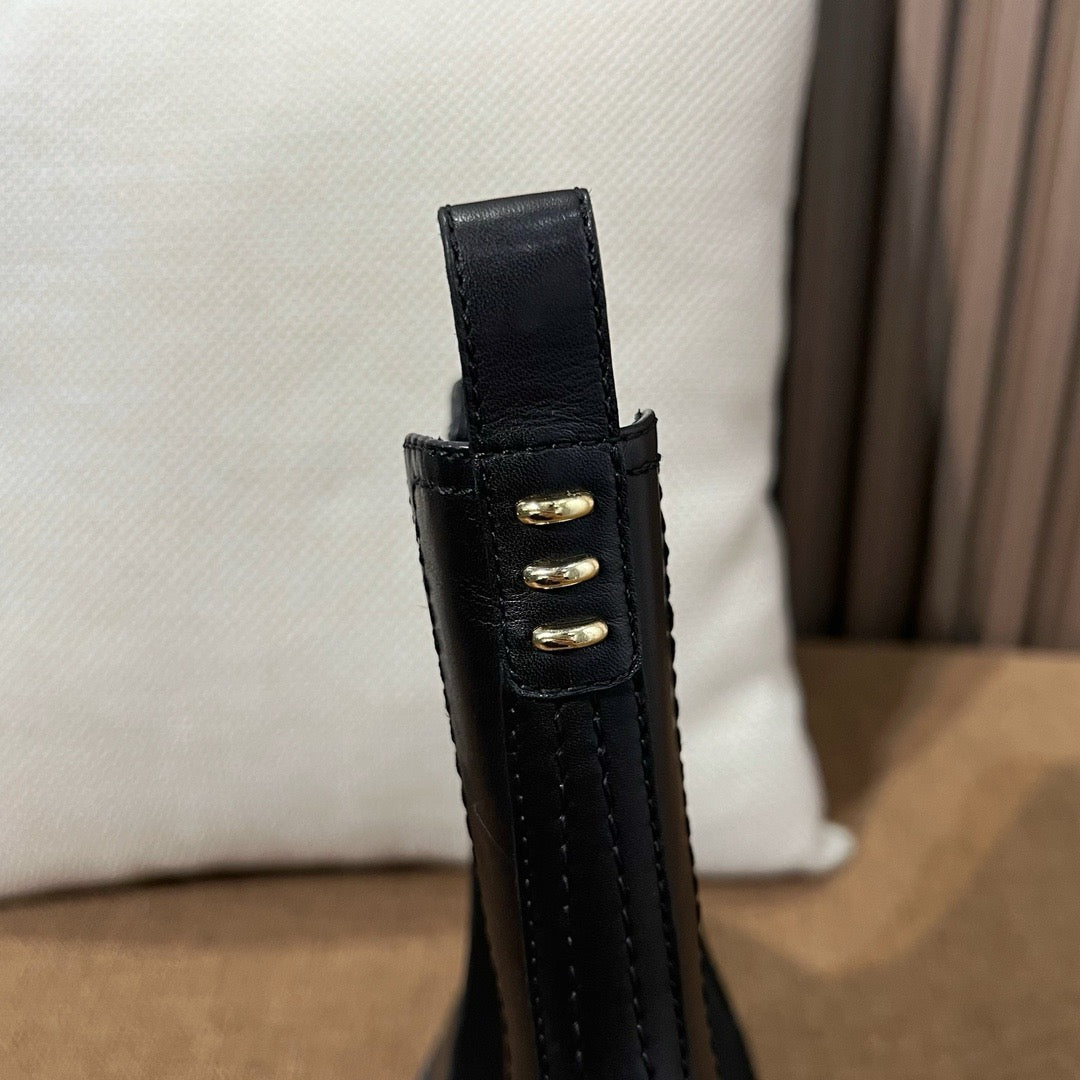 펜디 필로 블랙 가죽 바이커 부츠