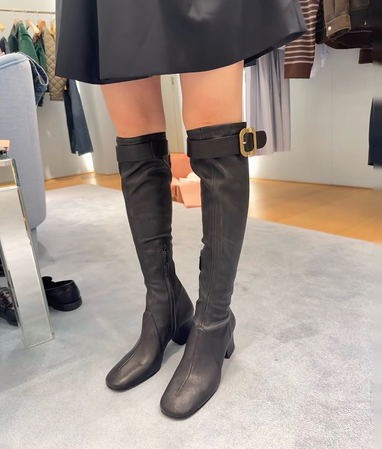 미우 미우 나파 레더 부츠 버클