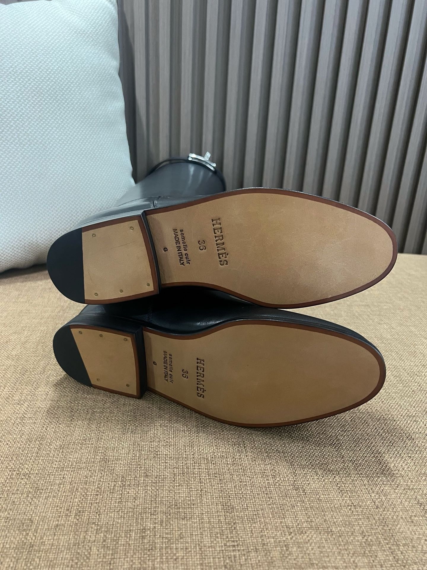 에르메스 점핑 부츠 박스 카프스킨 & 팔라듐 하드웨어 누아