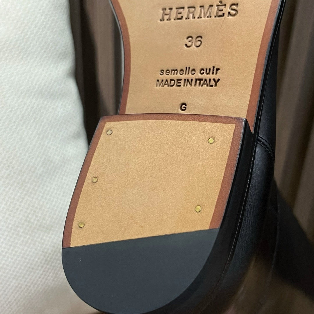 에르메스 점핑 부츠 박스 카프스킨 & 팔라듐 하드웨어 누아