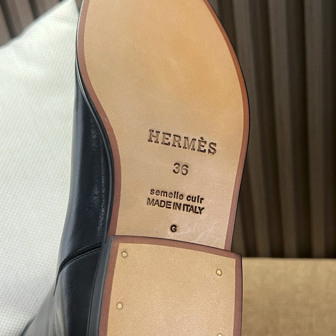 에르메스 점핑 부츠 박스 카프스킨 & 팔라듐 하드웨어 누아