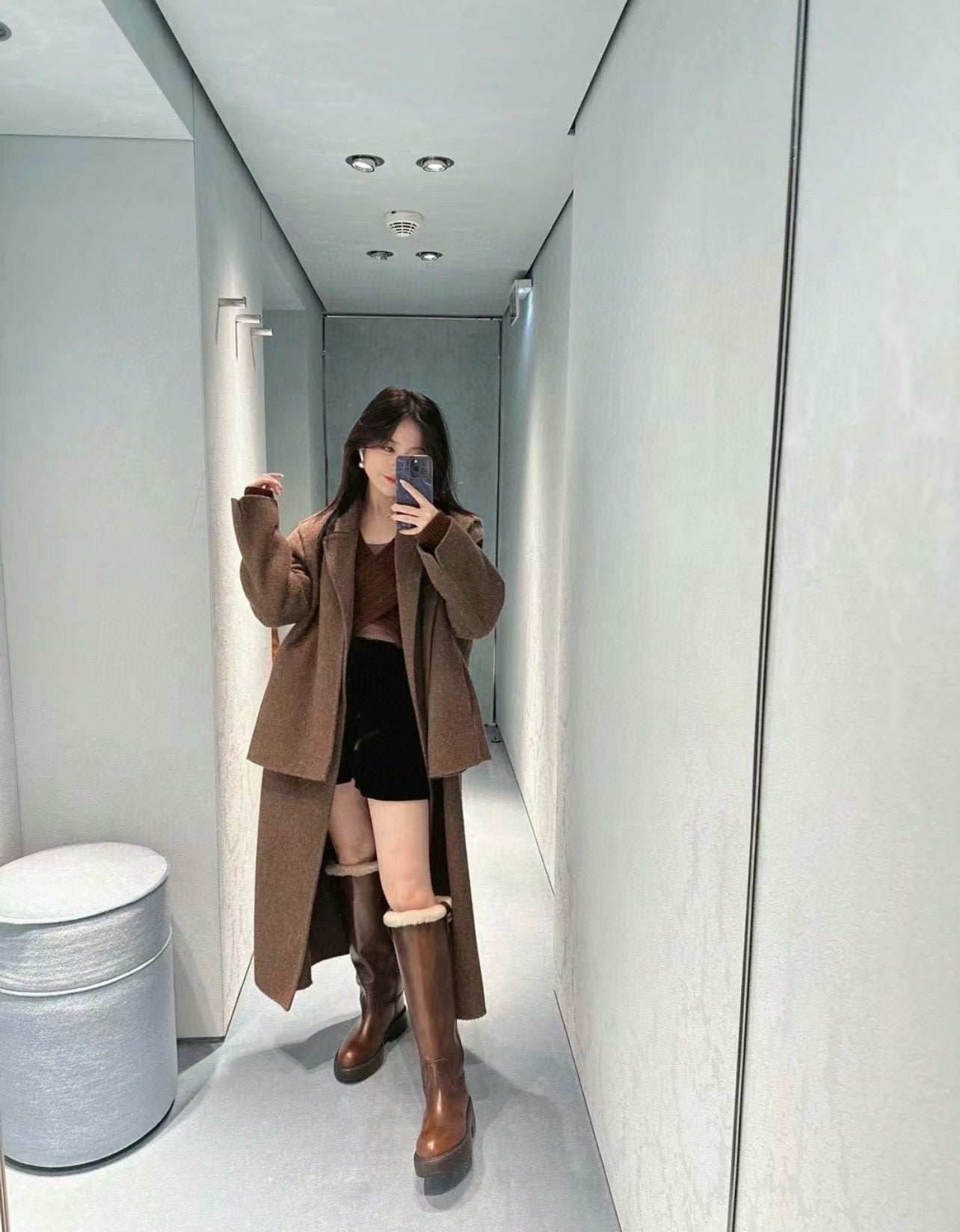 미우미우 시어링 가죽 롱 부츠 시에나