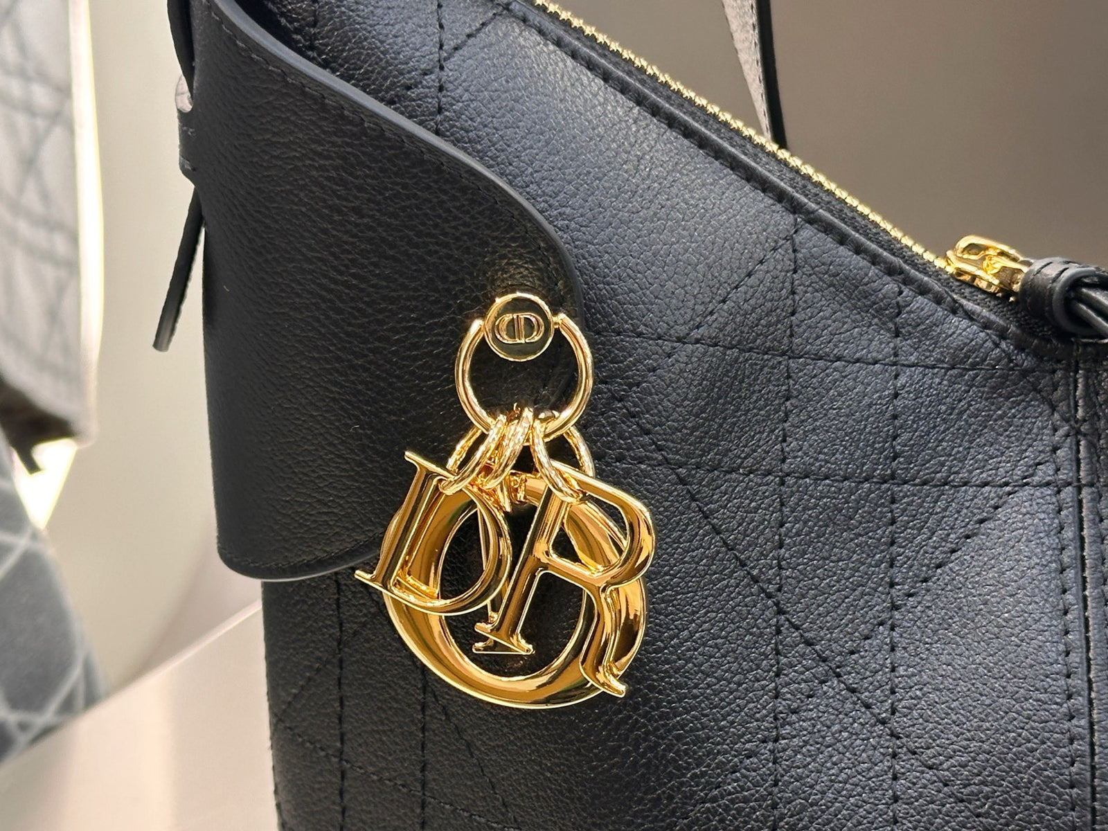 디올 보야주 백 플랫 매크로 까나쥬 그레인드 카프스킨 스몰