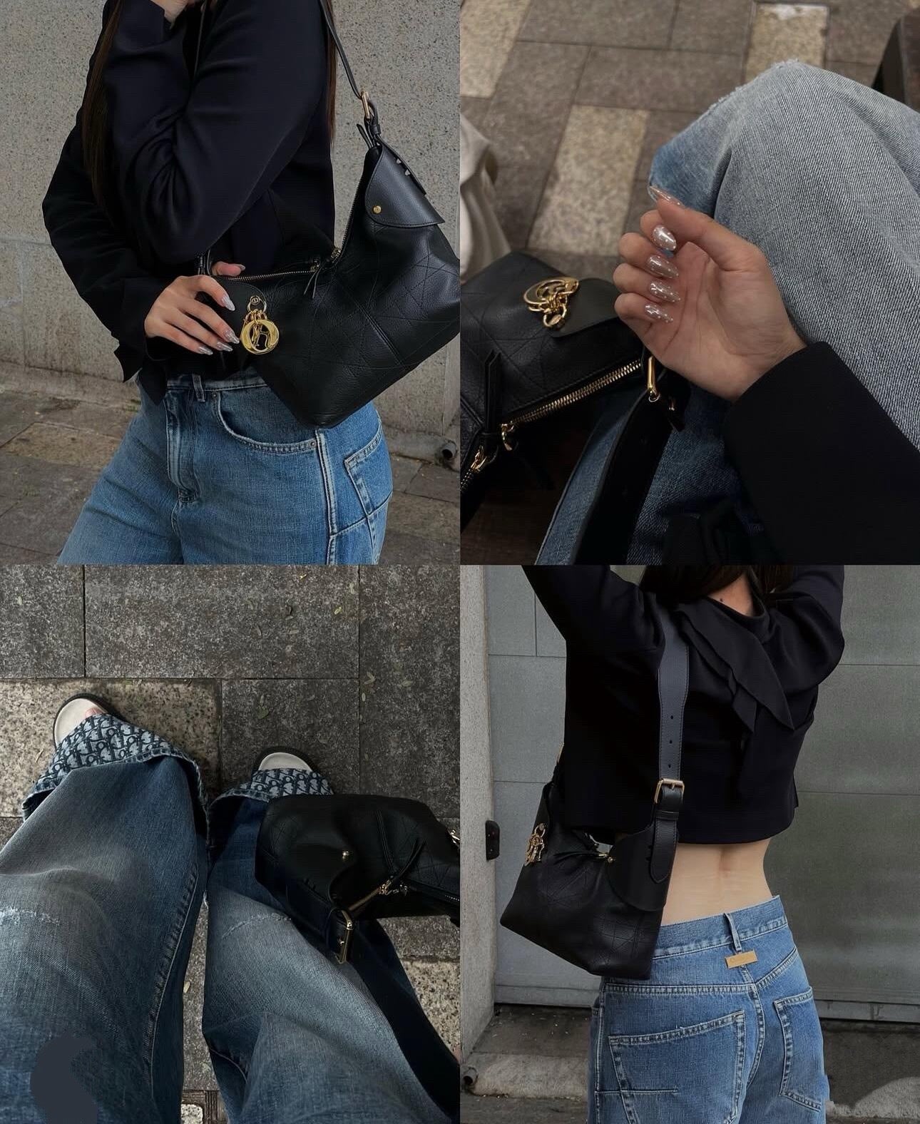 디올 보야주 백 플랫 매크로 까나쥬 그레인드 카프스킨 스몰