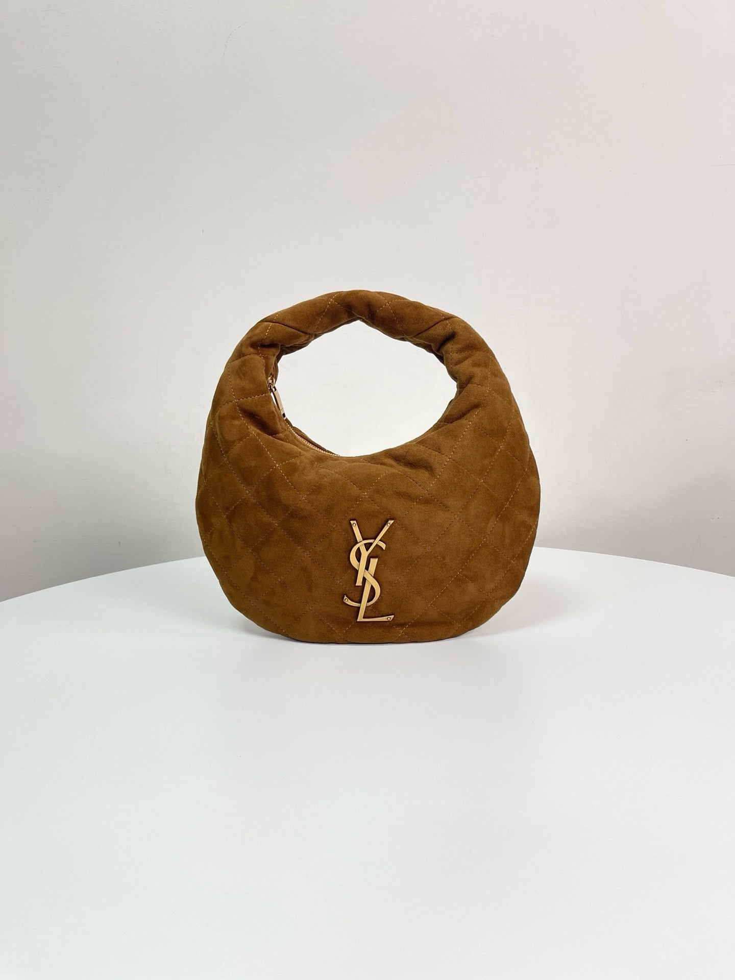 생로랑 ICARINO 이카리노 퀼팅 스웨이드 토트백 카라멜 꼬냑