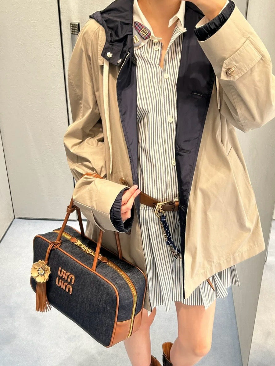 미우미우 보 데님 백 라지