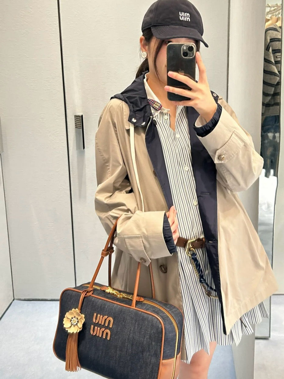 미우미우 보 데님 백 라지