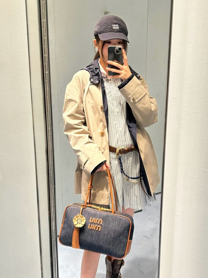 미우미우 보 데님 백 라지