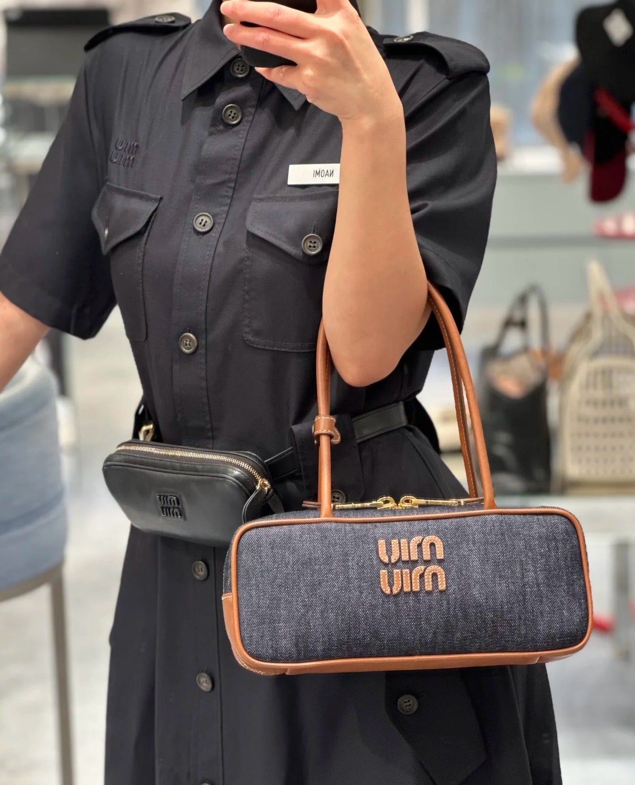 미우미우 보 데님 백 스몰