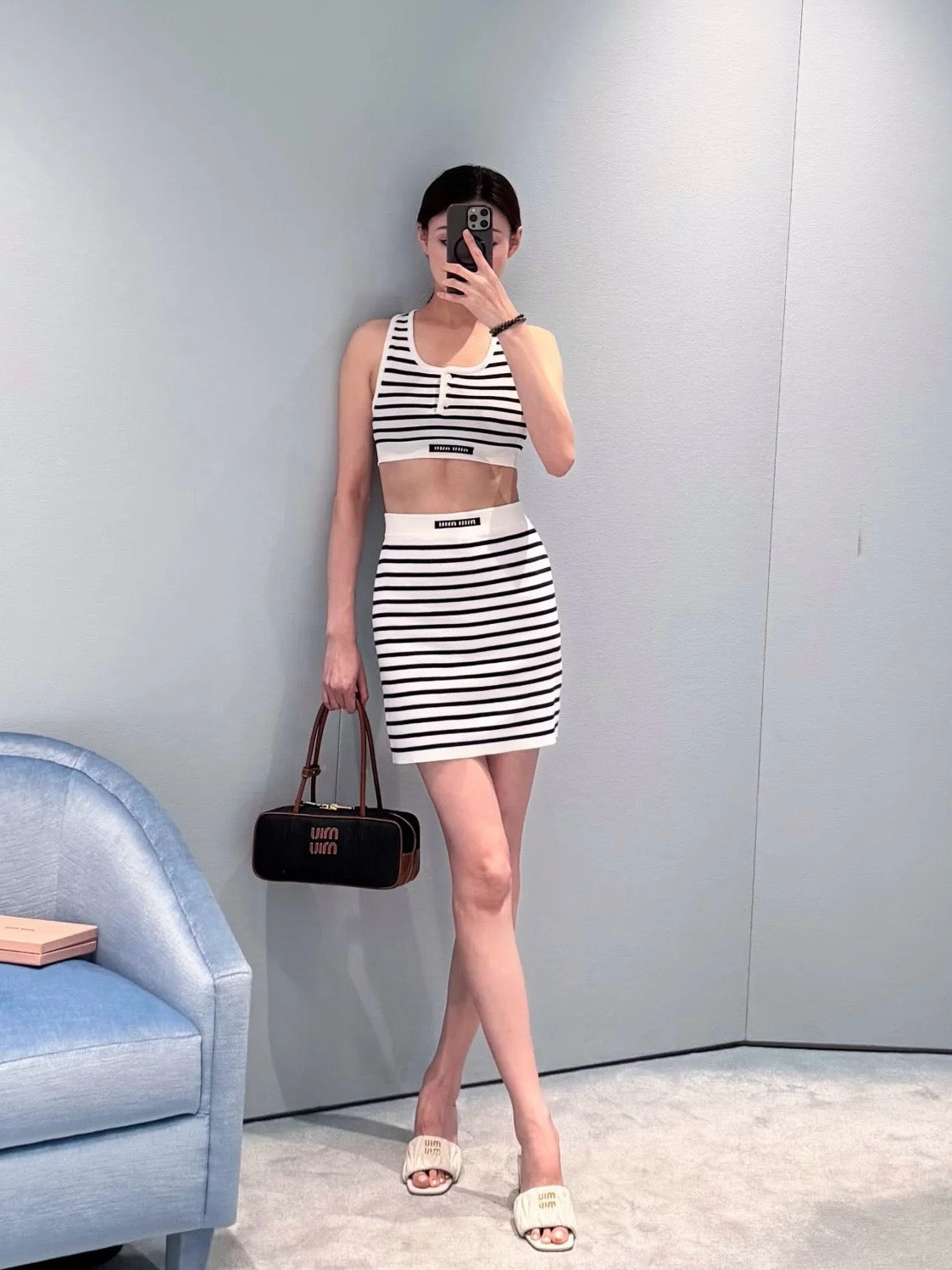 미우미우 보 데님 백 스몰