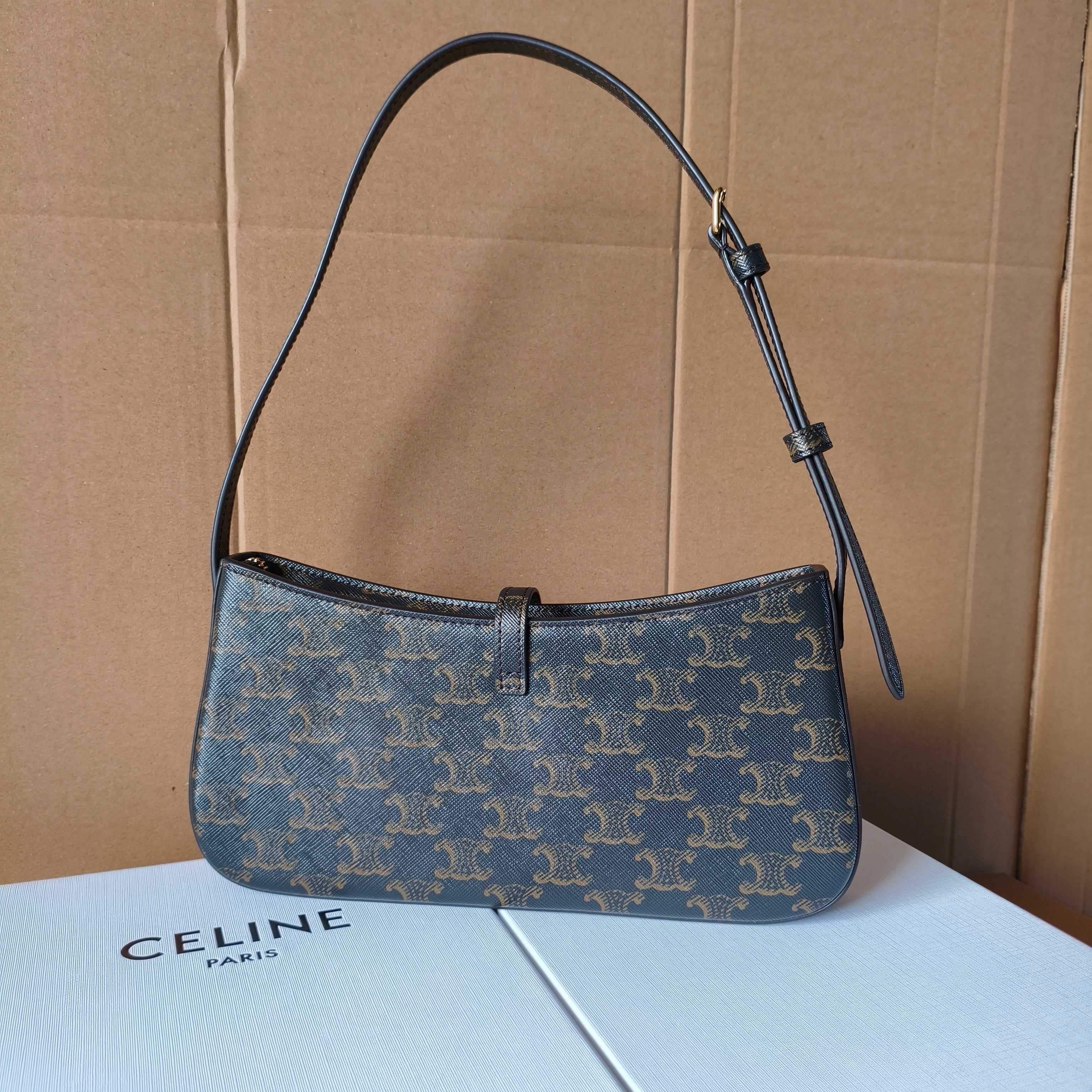 셀린느 티나 숄더백 트리옹프 캔버스 블랙