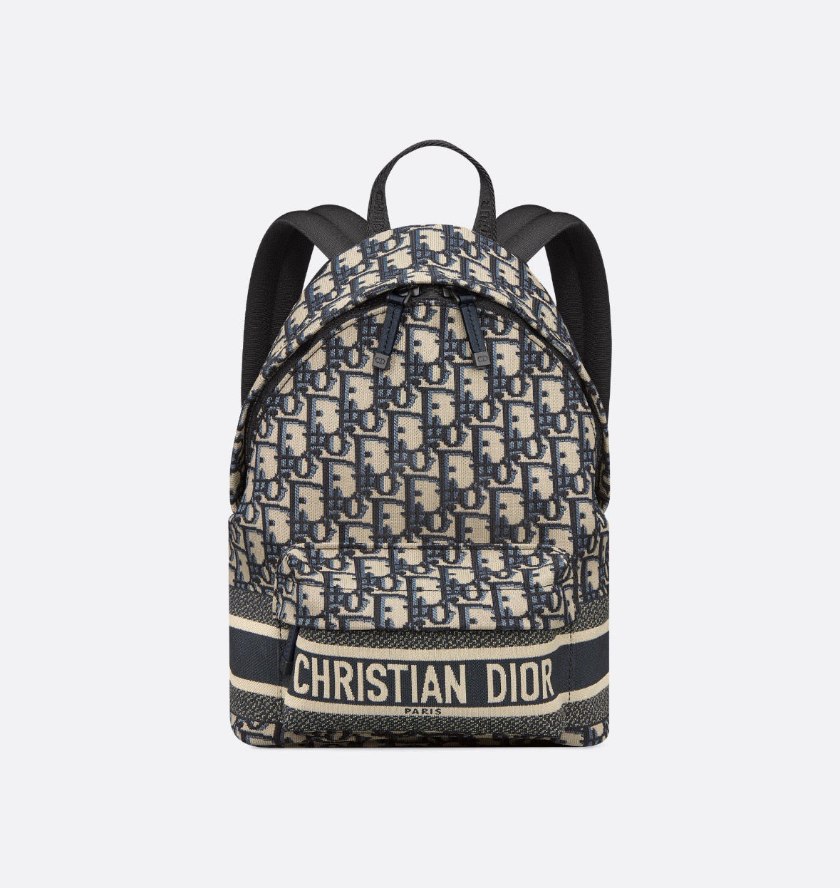 디올 트래블 백팩 블루 디올 오블리크 자카드