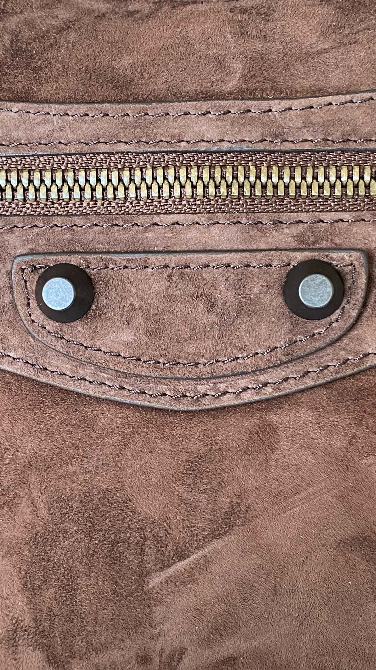 발렌시아가 여성 르 시티 백 스몰 스웨이드 카프스킨