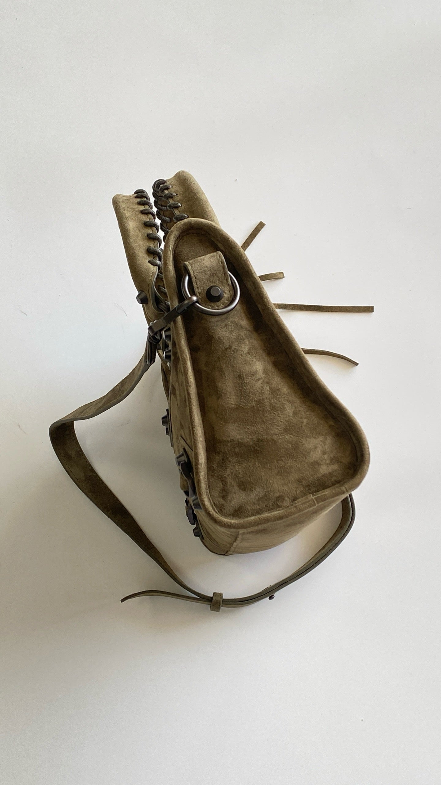 발렌시아가 여성 르 시티 백 스몰 스웨이드 카프스킨