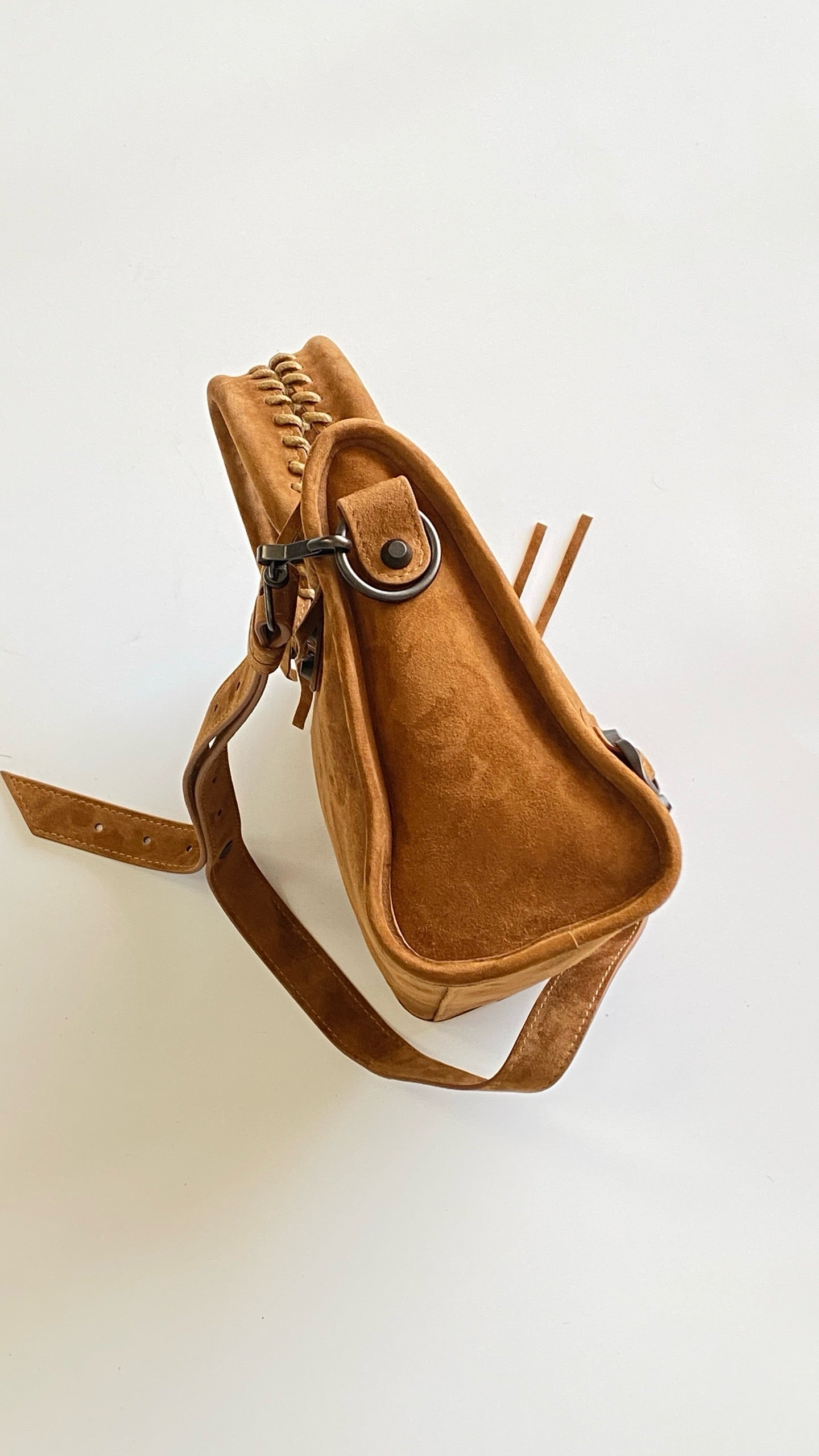 발렌시아가 여성 르 시티 백 스몰 스웨이드 카프스킨