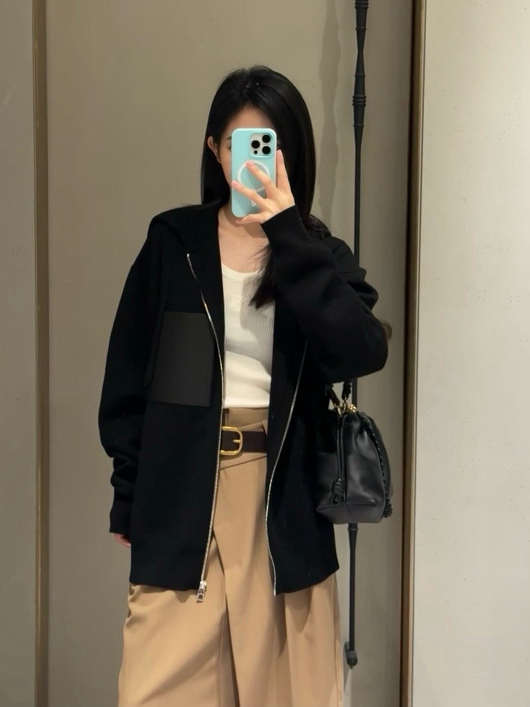 로에베 울 집업 후디