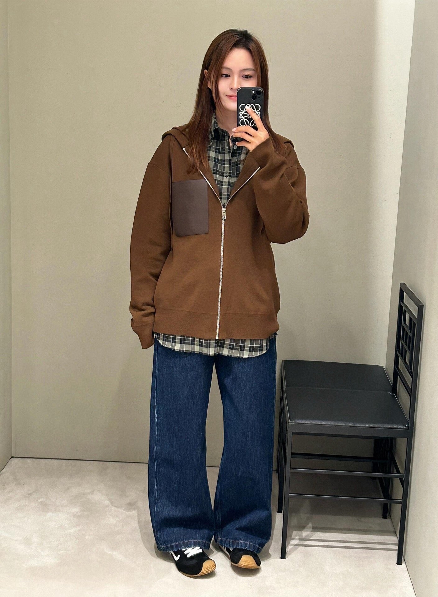 로에베 울 집업 후디