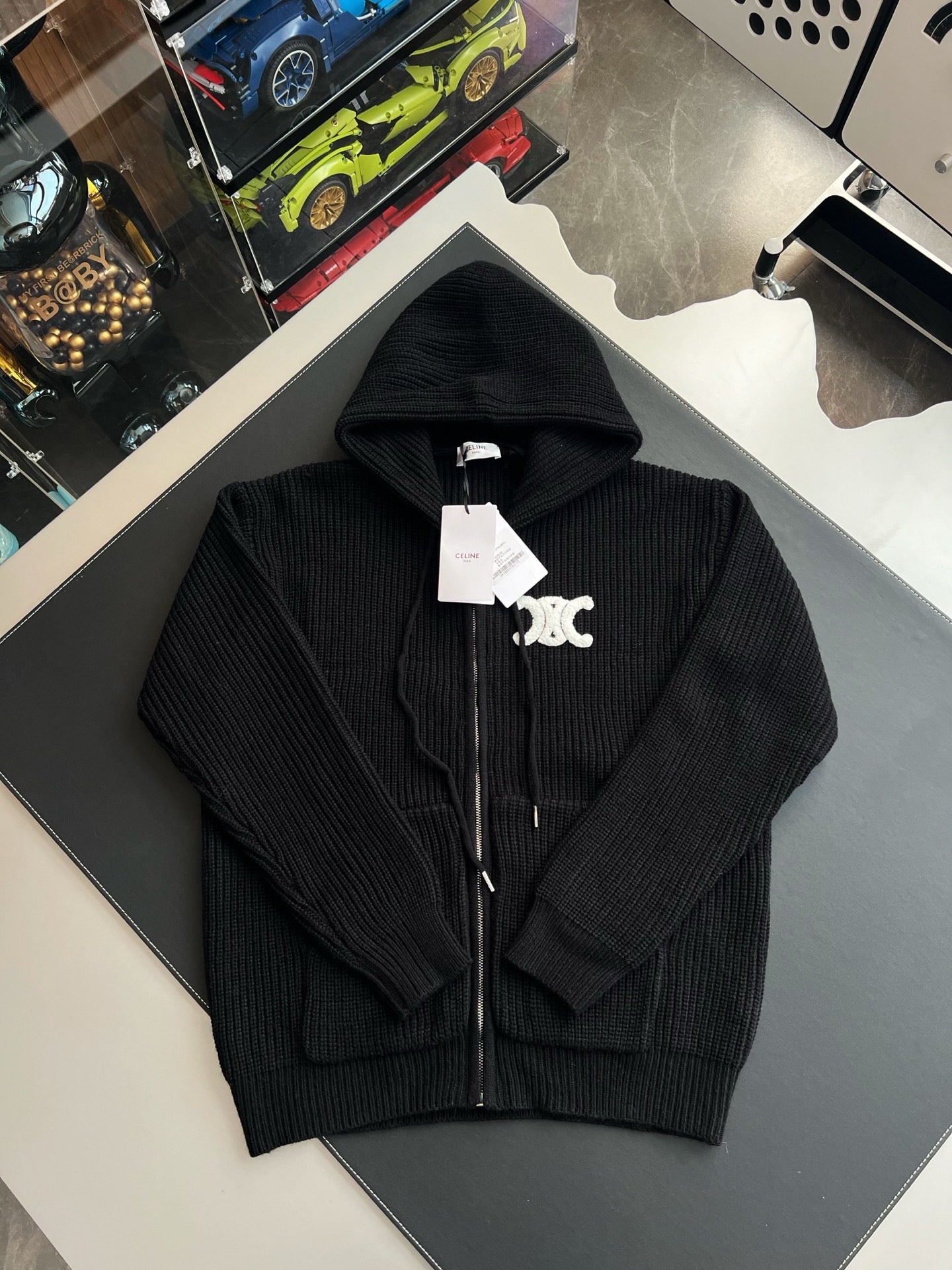 셀린느 울 후드 가디건