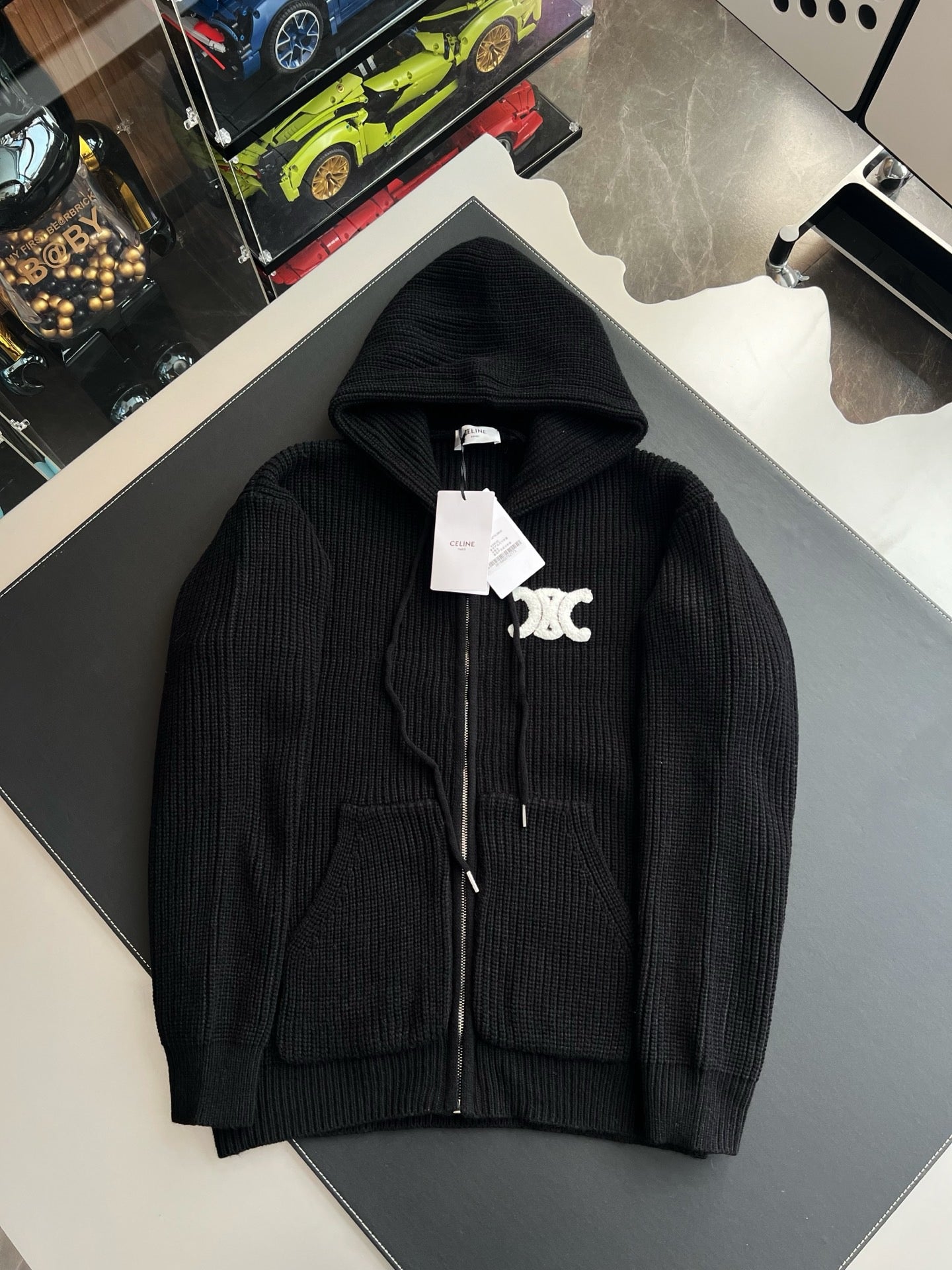 셀린느 울 후드 가디건