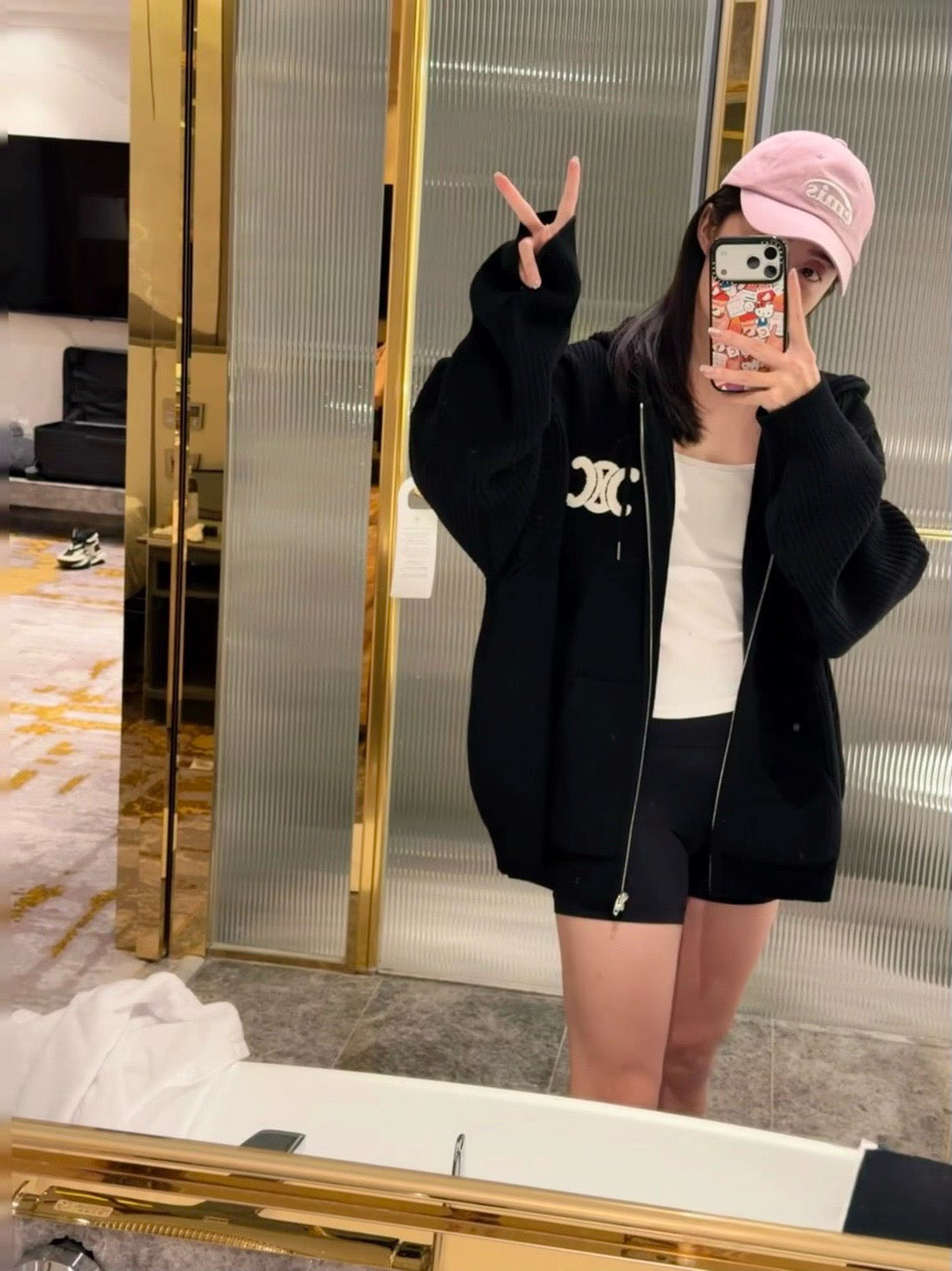 셀린느 울 후드 가디건