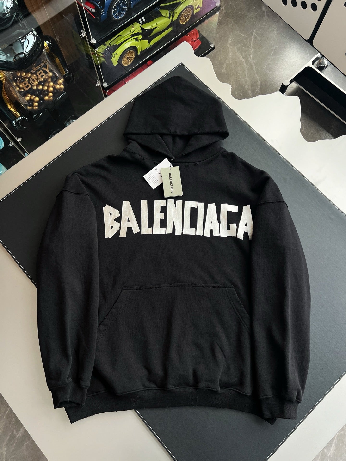 발렌시아가 뉴 테이프 타입 오버사이즈 후드