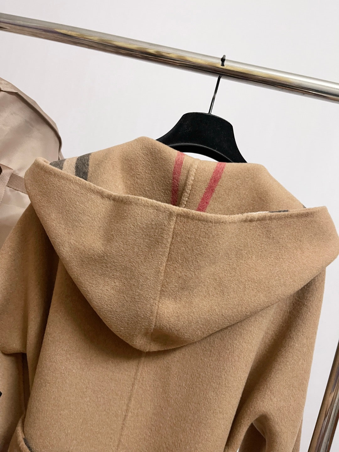 버버리 울 후드 랩 코트 아카이브 베이지