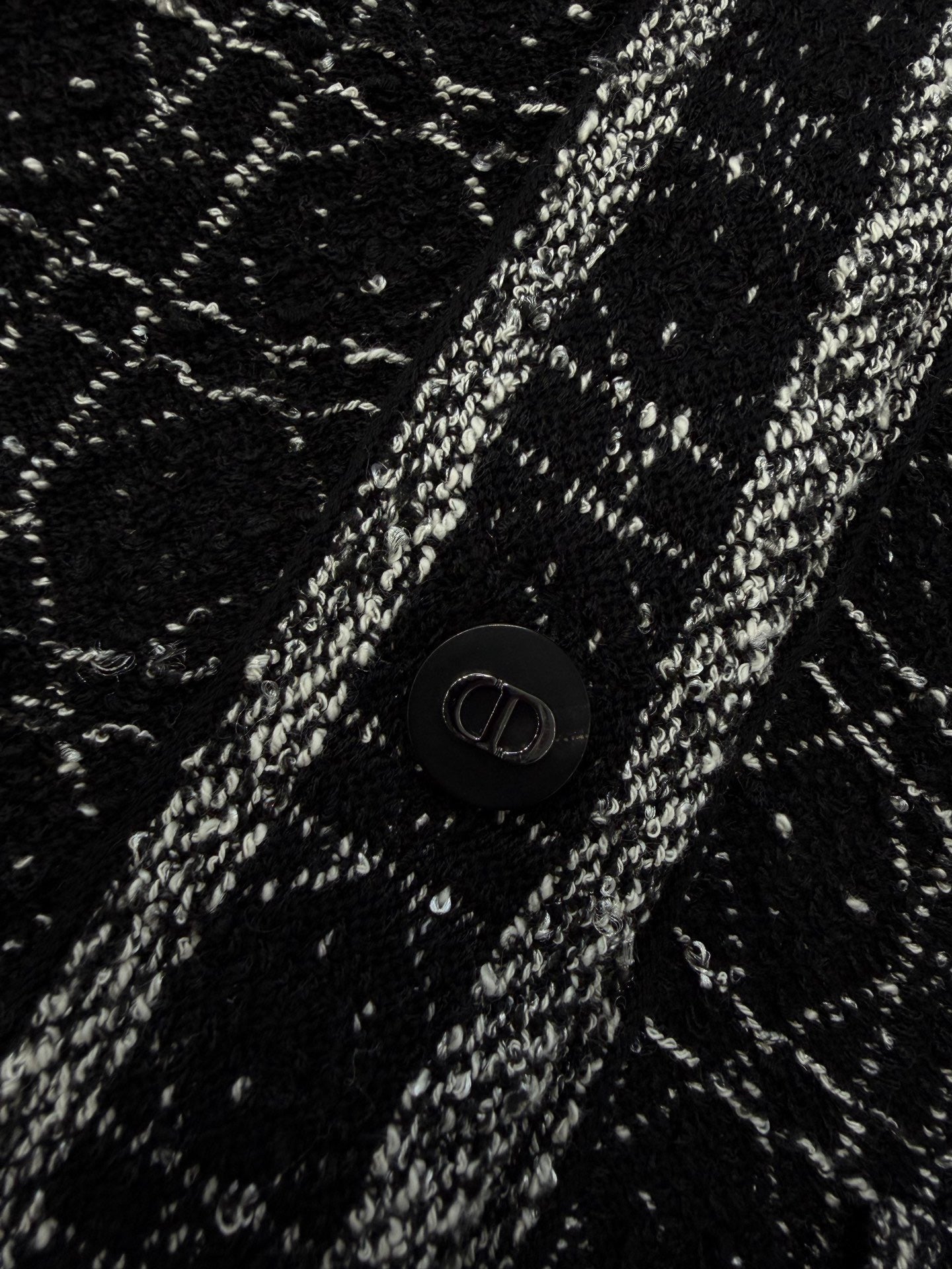 디올 매크로 까나쥬 재킷 블랙 앤 화이트 테크니컬 코튼 트위드