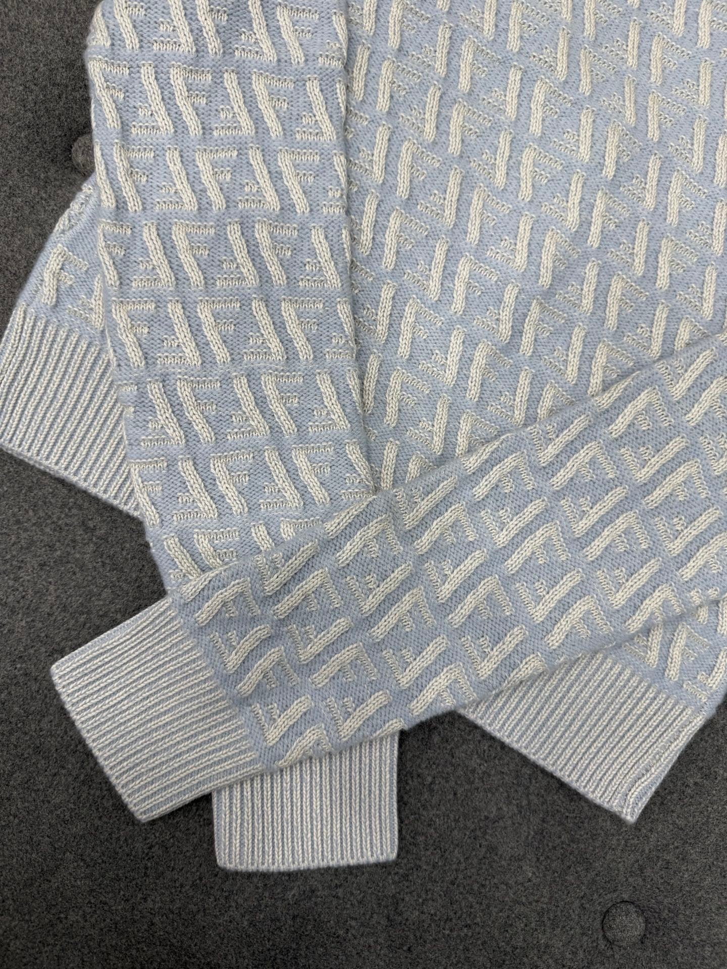 펜디 라이트 블루 FF 캐시미어 울 카디건 셋업