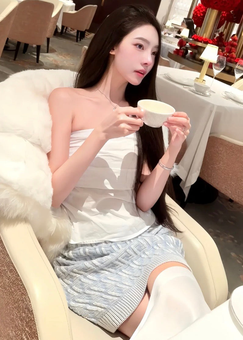 펜디 라이트 블루 FF 캐시미어 울 카디건 셋업