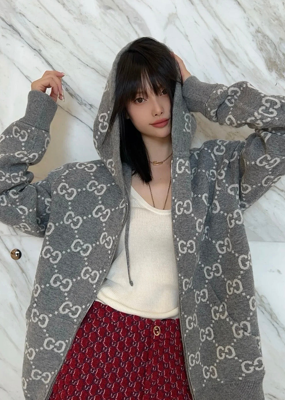 구찌 리버서블 후드 스웨트셔츠