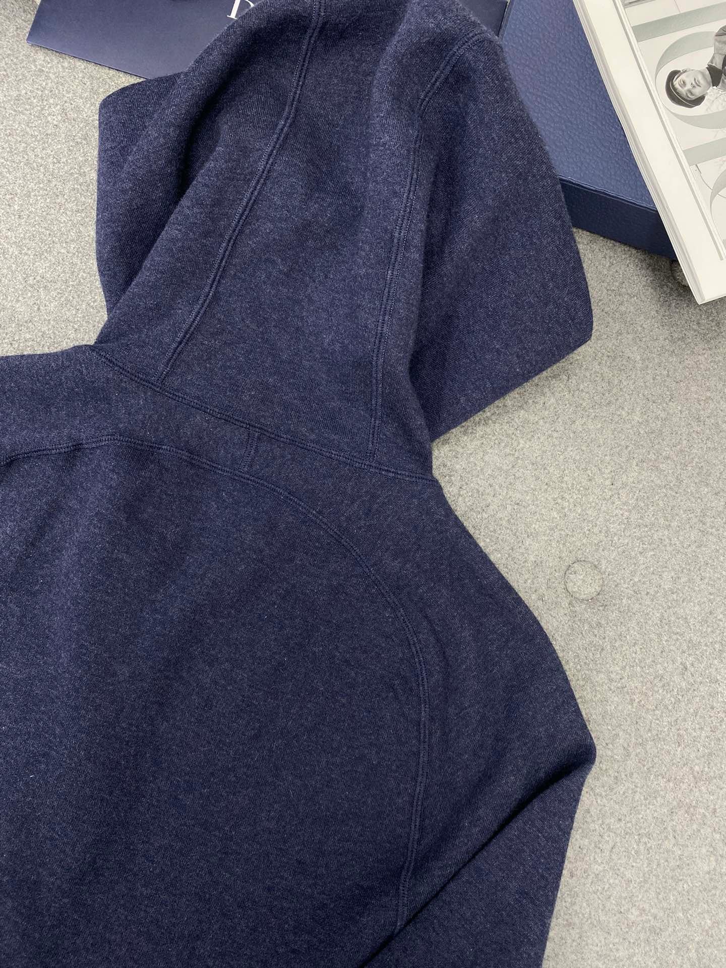 디올 네이비 블루 코튼 캐시미어 니트 후드 트랙 자켓