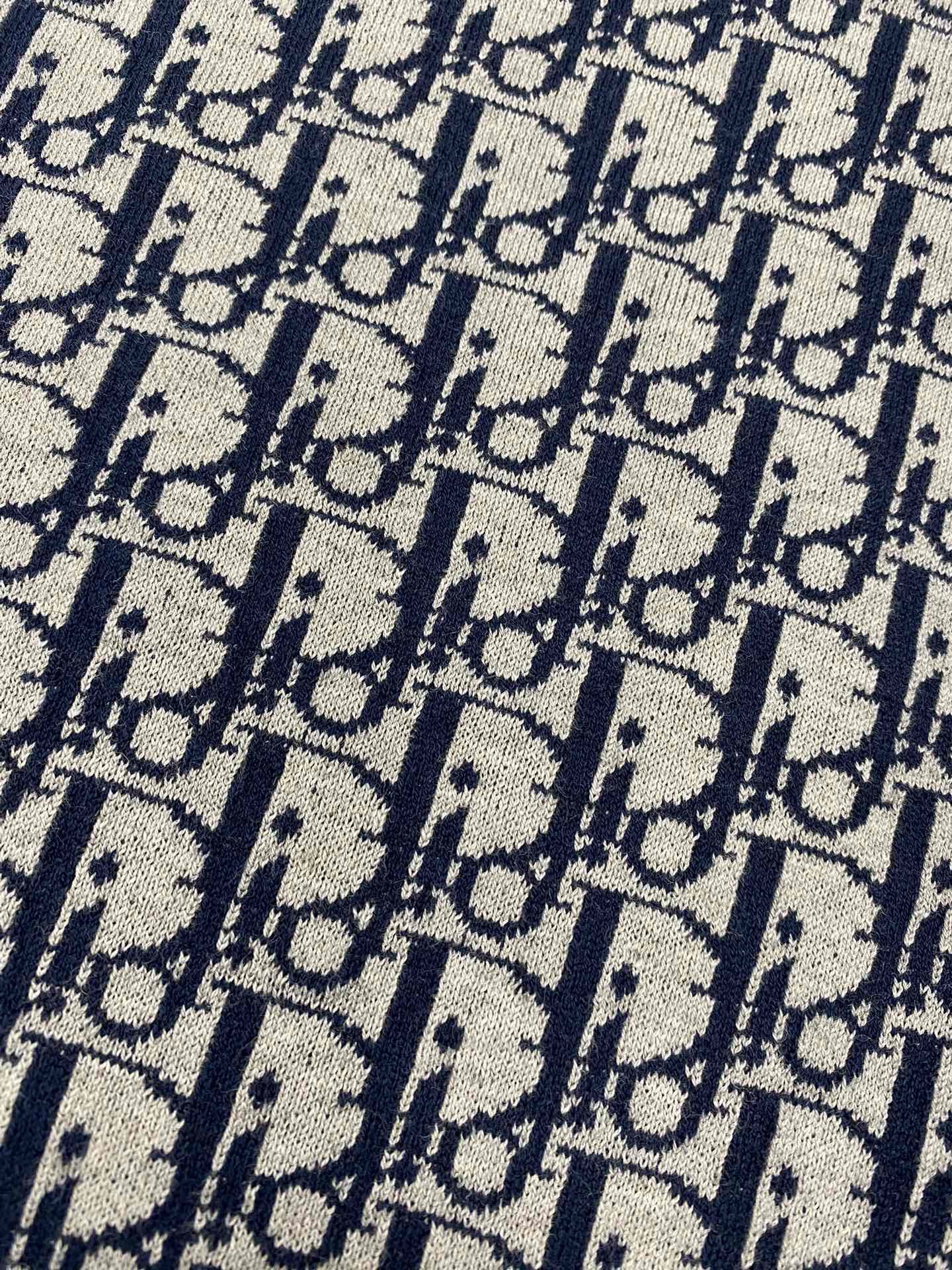 디올 네이비 블루 코튼 캐시미어 니트 후드 트랙 자켓