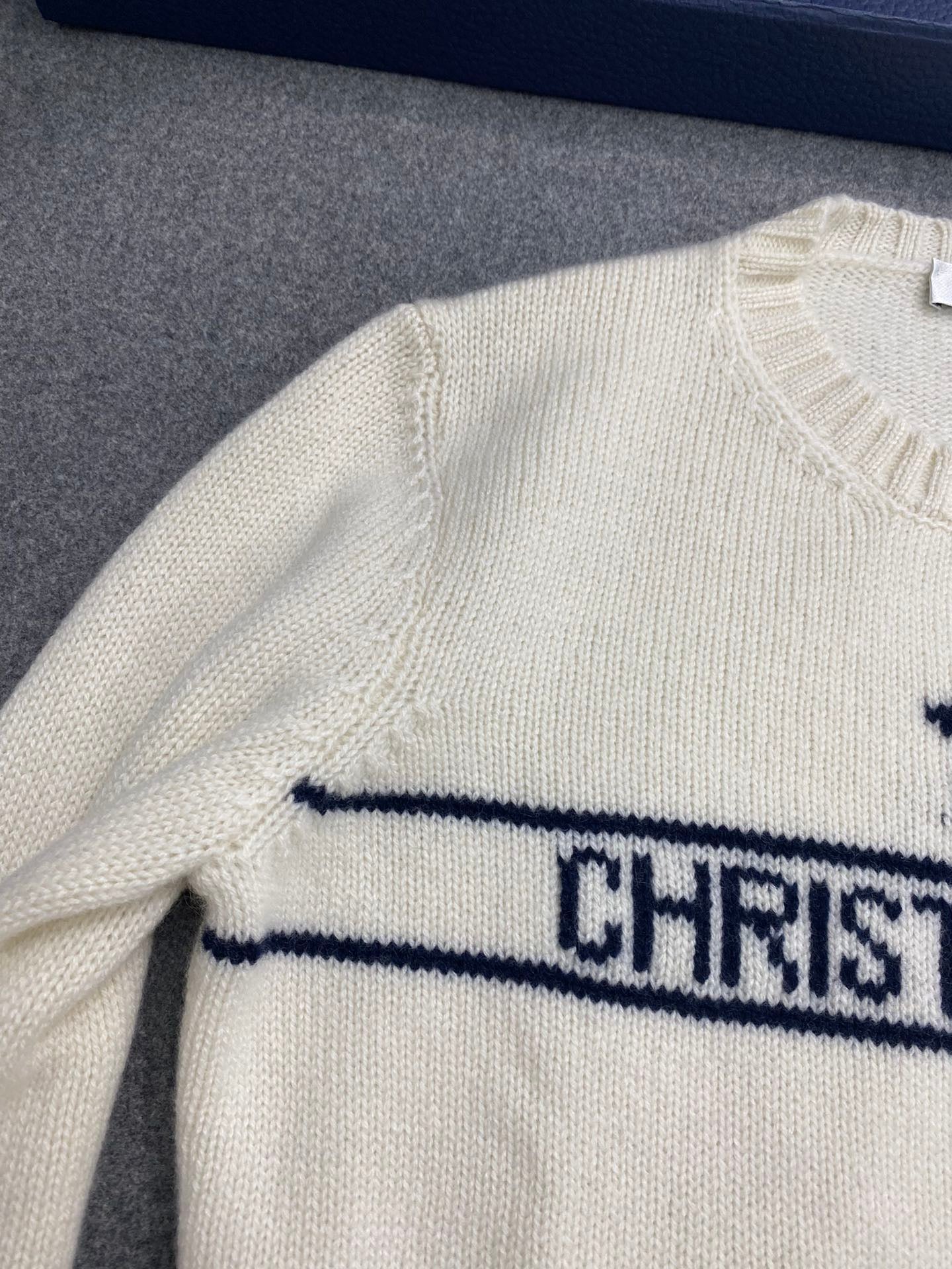 디올 크리스찬 디올 슬리브 스웨터 캐시미어 울 니트 에크루