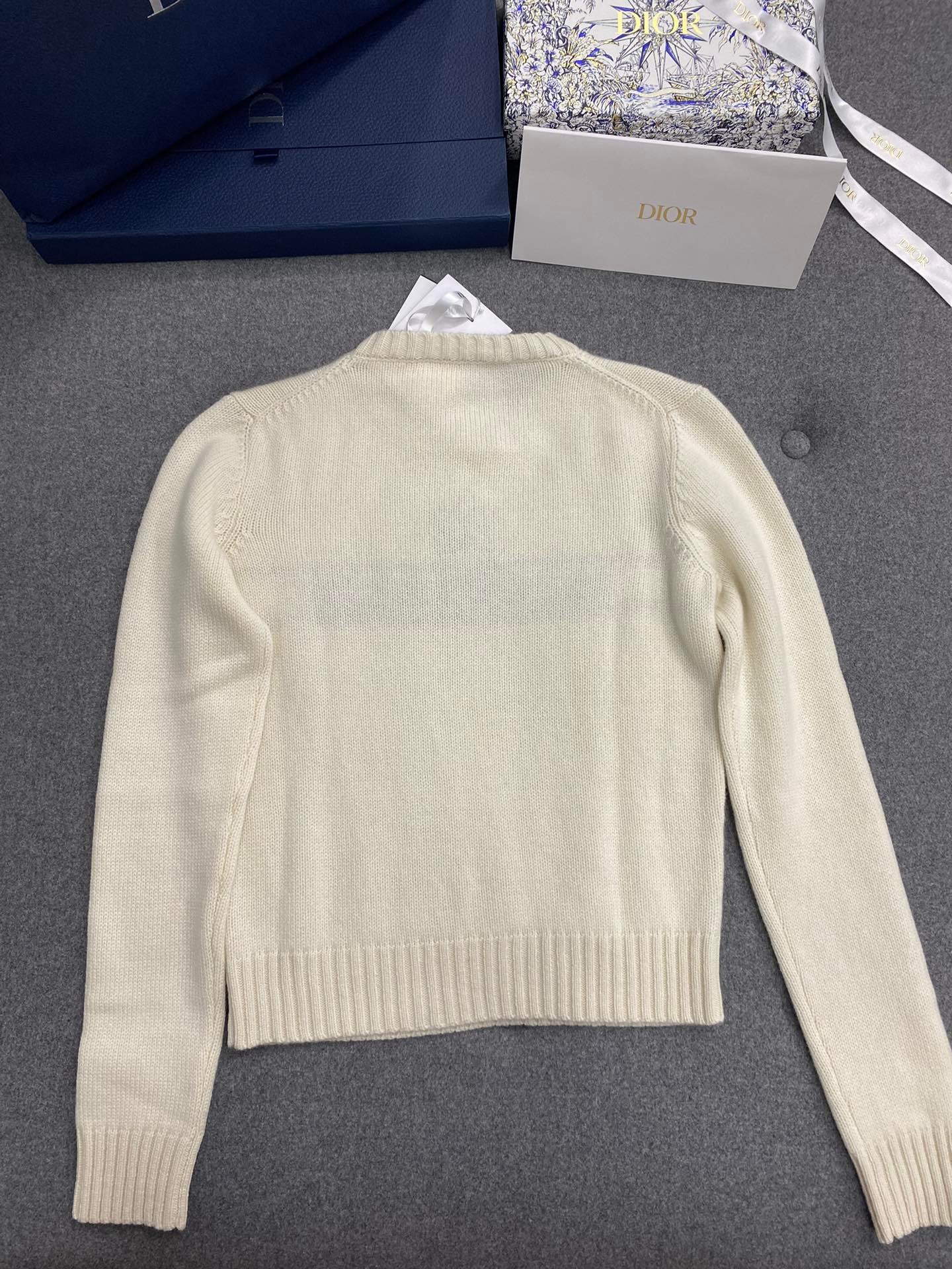 디올 크리스찬 디올 슬리브 스웨터 캐시미어 울 니트 에크루