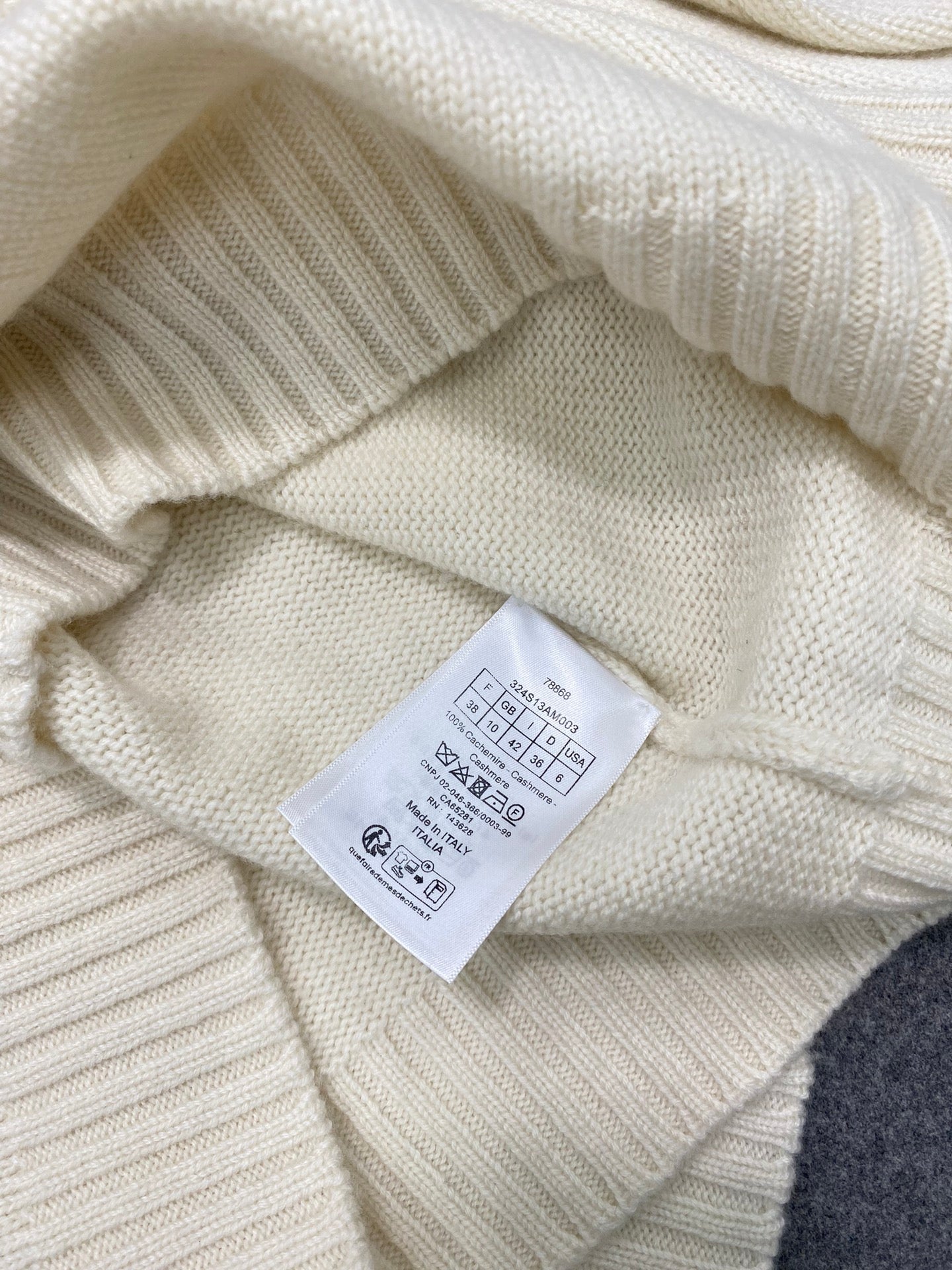 디올 크리스찬 디올 슬리브 스웨터 캐시미어 울 니트 에크루