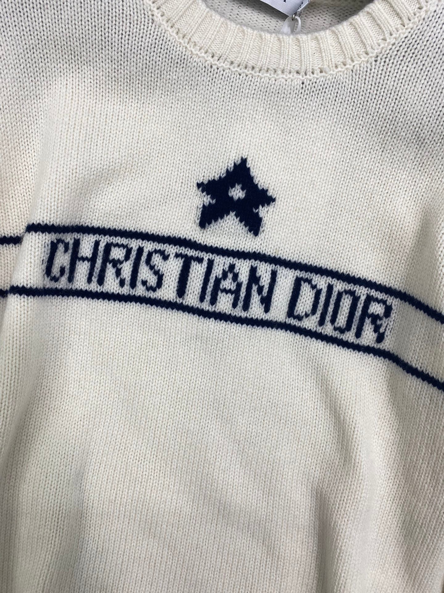 디올 크리스찬 디올 슬리브 스웨터 캐시미어 울 니트 에크루