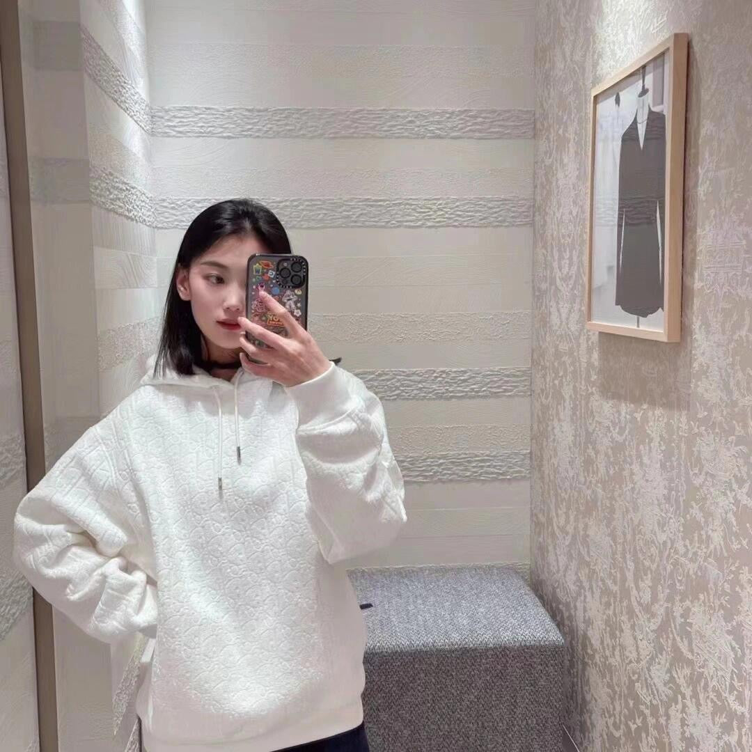 디올 오블리크 코튼 플리스 캐주얼 핏 후드 스웨트셔츠