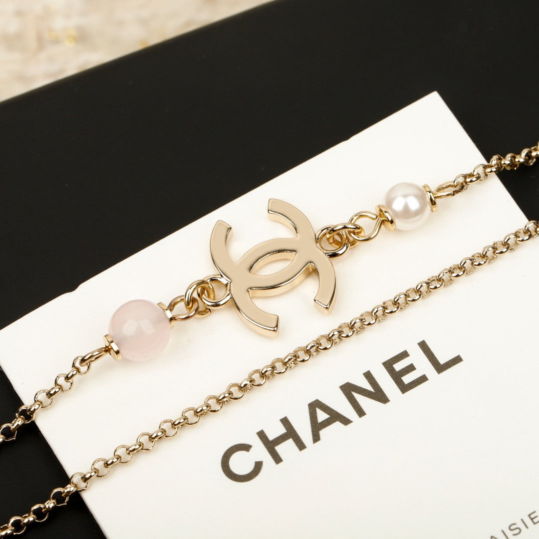 샤넬 메탈 레진 글래스 펄 네클리스