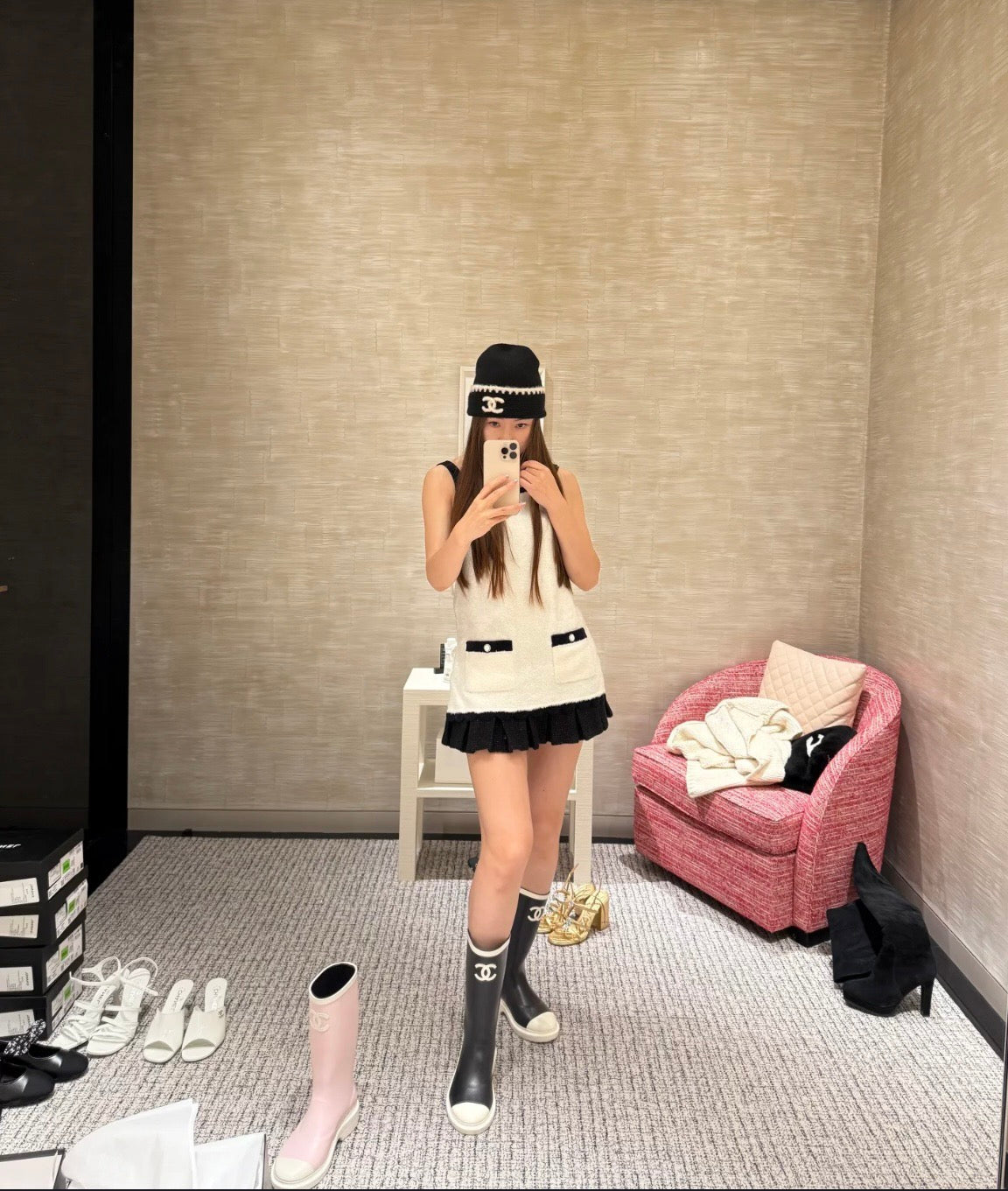C CC로고 레인부츠