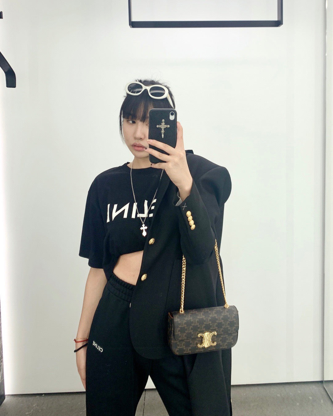 CEL 트리옹프 체인 숄더백 캔버스