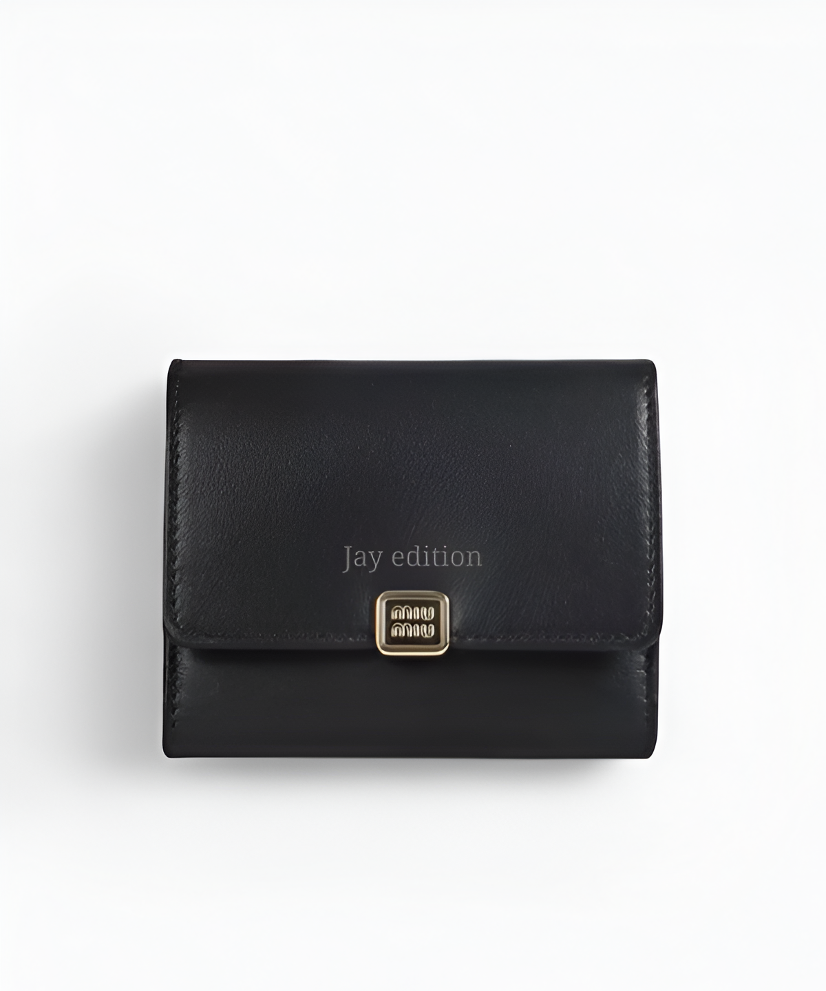 미우미우 로고 레더 반지갑 송아지 가죽 미니 여성 지갑