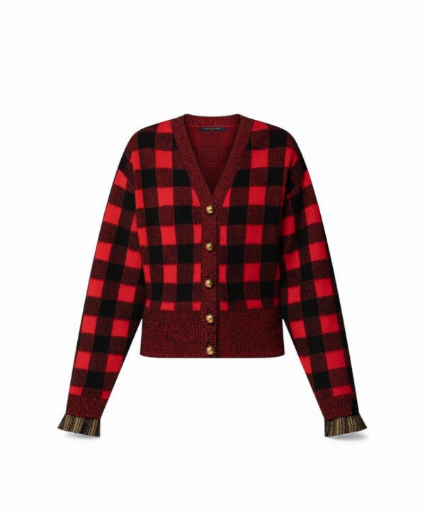 루이비통 그래픽 체크 니트 가디건