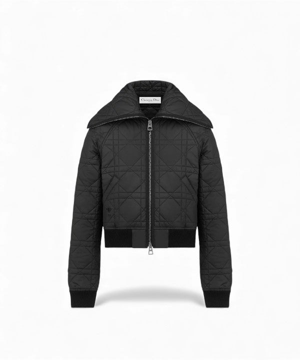 디올 블랙 퀼트 테크니컬 태피터 오버사이즈 칼라 매크로 까나쥬 자켓