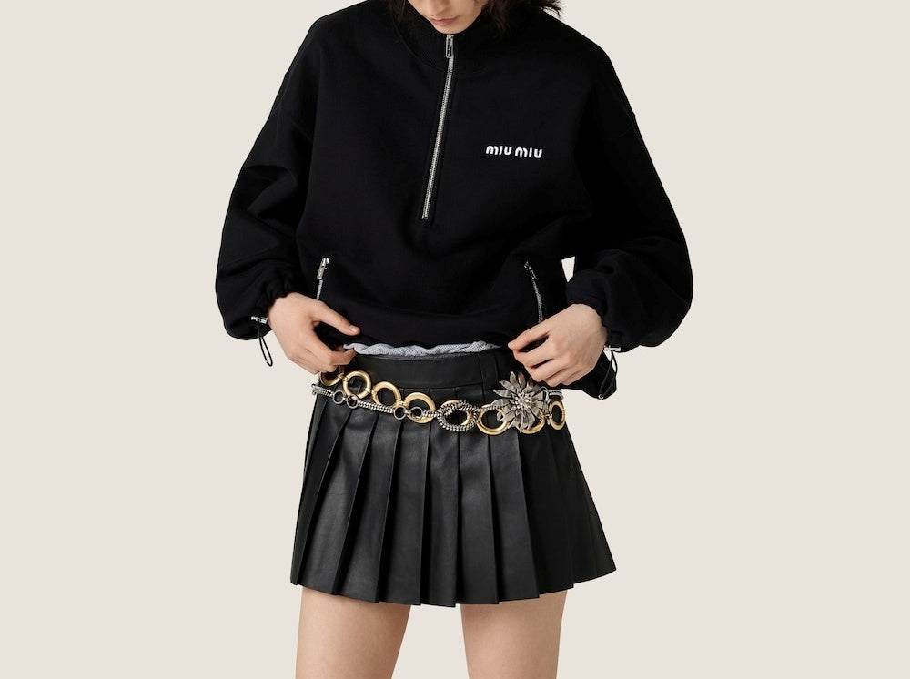 미우미우 코튼 플리스 지퍼 스웨트셔츠