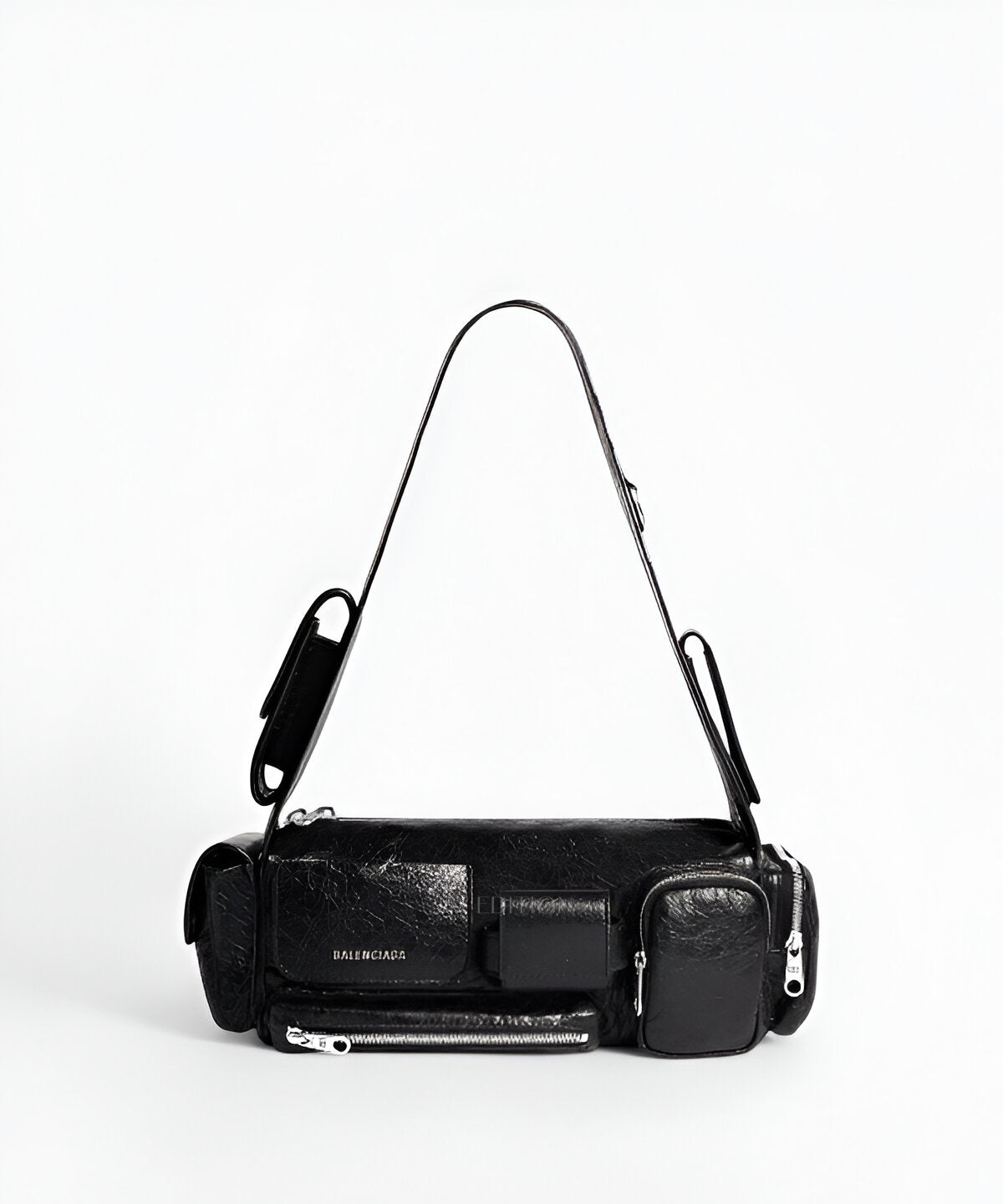 발렌시아가 수퍼비지 숄더백 XS 블랙 나일론 소재 BALENCIAGA 로고 프린트 지퍼 클로저 조절 가능한 스트랩 실용적인 캐주얼 디자인