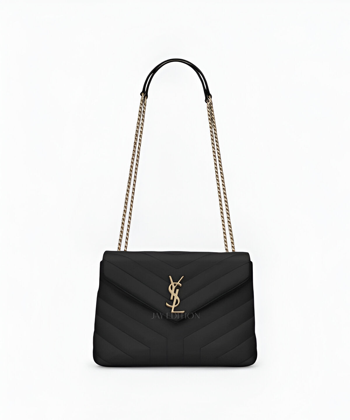 생로랑 루루백 스몰 마틀라세 Y 레더 블랙 Y 퀼팅 카프스킨 YSL 로고 플랩 클로저 체인 스트랩 클래식한 숄더백 디자인